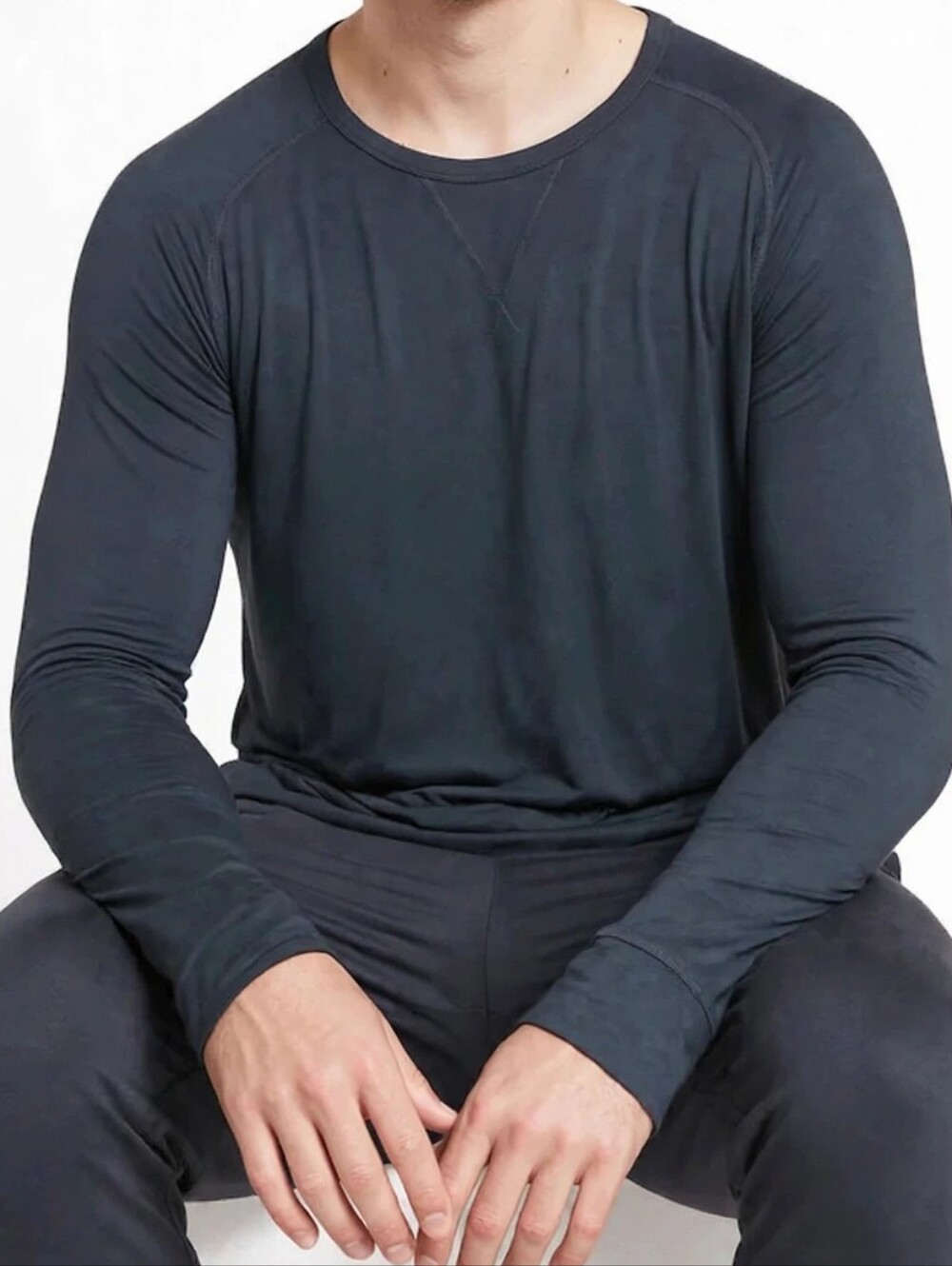 BOODY Long Sleeve Bamboo Crewneck Shirt - Charcoal Gray